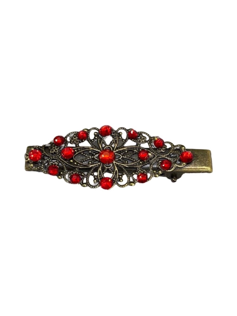 Vintage-Style Red Gem Barrette Hair Clip 2.5” final price drop